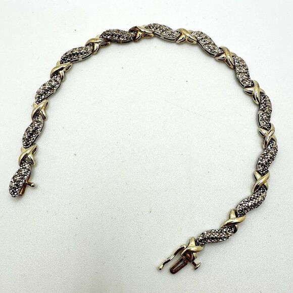 Jewelry - 8" genuine diamond and vermeil over sterling silver, stamped bracelet!